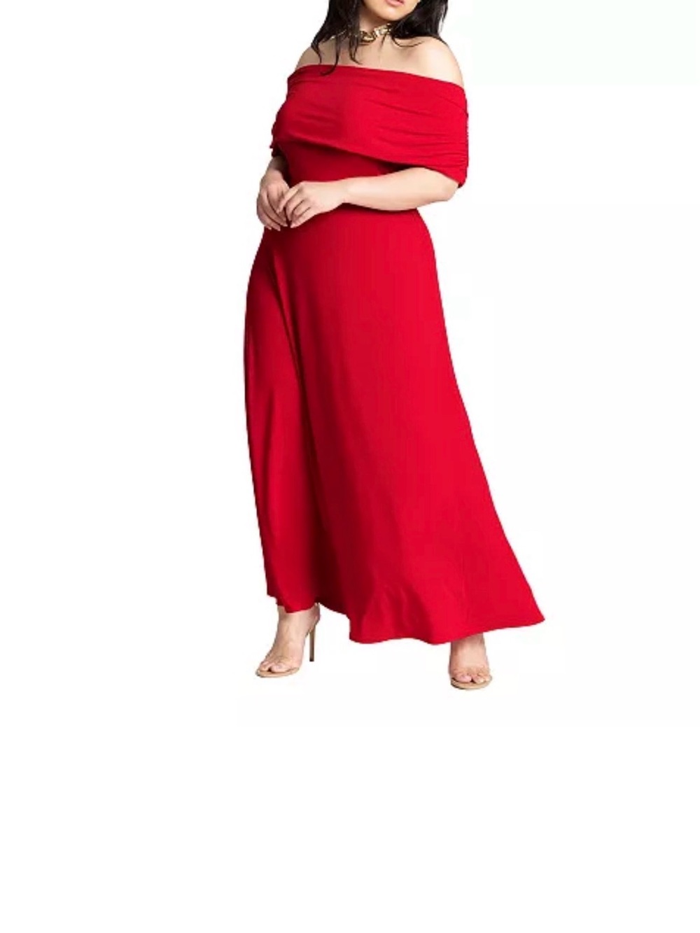 Eloquii Off-the-Shoulder Red Maxi Dress